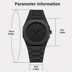Midnight Phantom watch technical diagram showing matte black design with 24cm band and 4cm case dimensions