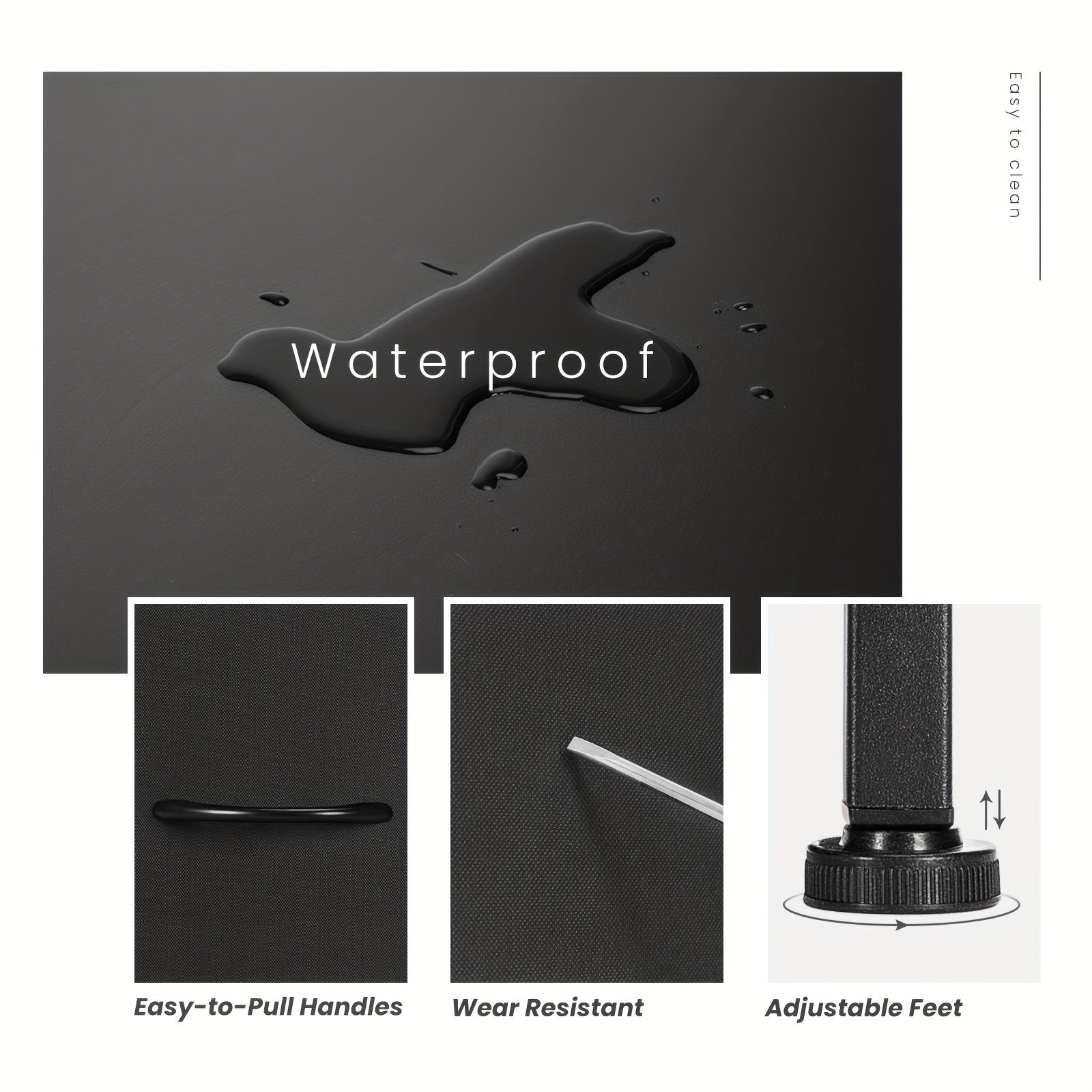 Modern HighPeak TV Stand & Dresser with waterproof surface, adjustable feet, and black handles showcasing durability features