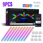 NeonMatrix smart LED light bars set with 9 RGB tubes, app control and wall mounts - modular smart home lighting system