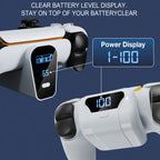 P5 ChargeDock white wireless charging station with LED display showing battery level for PlayStation controller