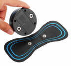 PainRelief Pro massage device with black ergonomic pad and blue accent lines, shown with detachable magnetic disc mount