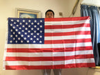 Premium USA Flag displayed with vibrant red, white and blue stripes and 50 white stars on navy field, 3x5 ft double-sided polyester