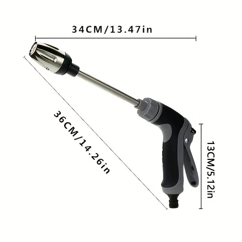 ProClean high-pressure car wash gun with adjustable nozzle and ergonomic handle shown with measurement specifications
