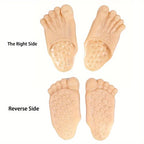 Realistic Giant Feet Slippers shown from top and bottom views, featuring detailed toes and textured soles in flesh-tone color