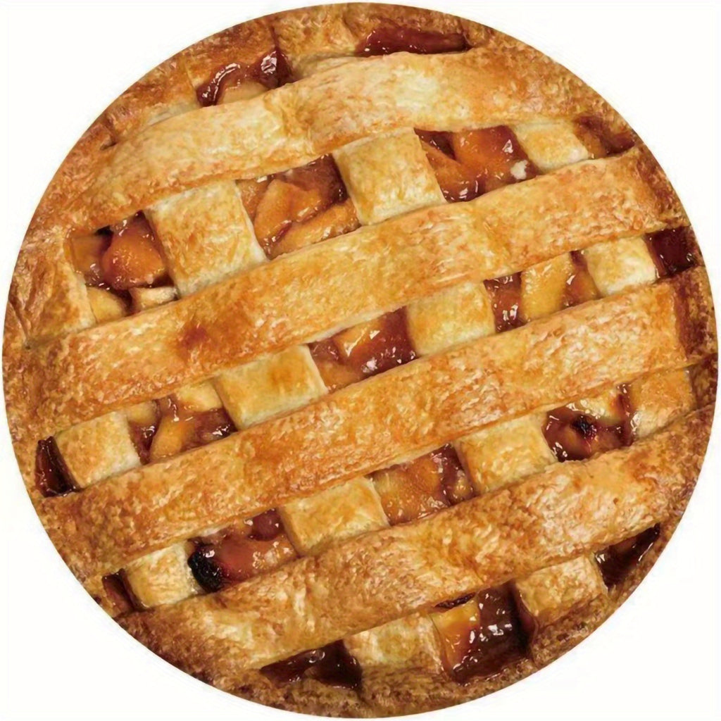 Round HighPeak Food Blanket featuring golden-brown lattice pattern design with cozy pie-inspired texture