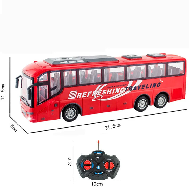 HighPeak RC Electric Bus Toy with Remote Control & LED Lights