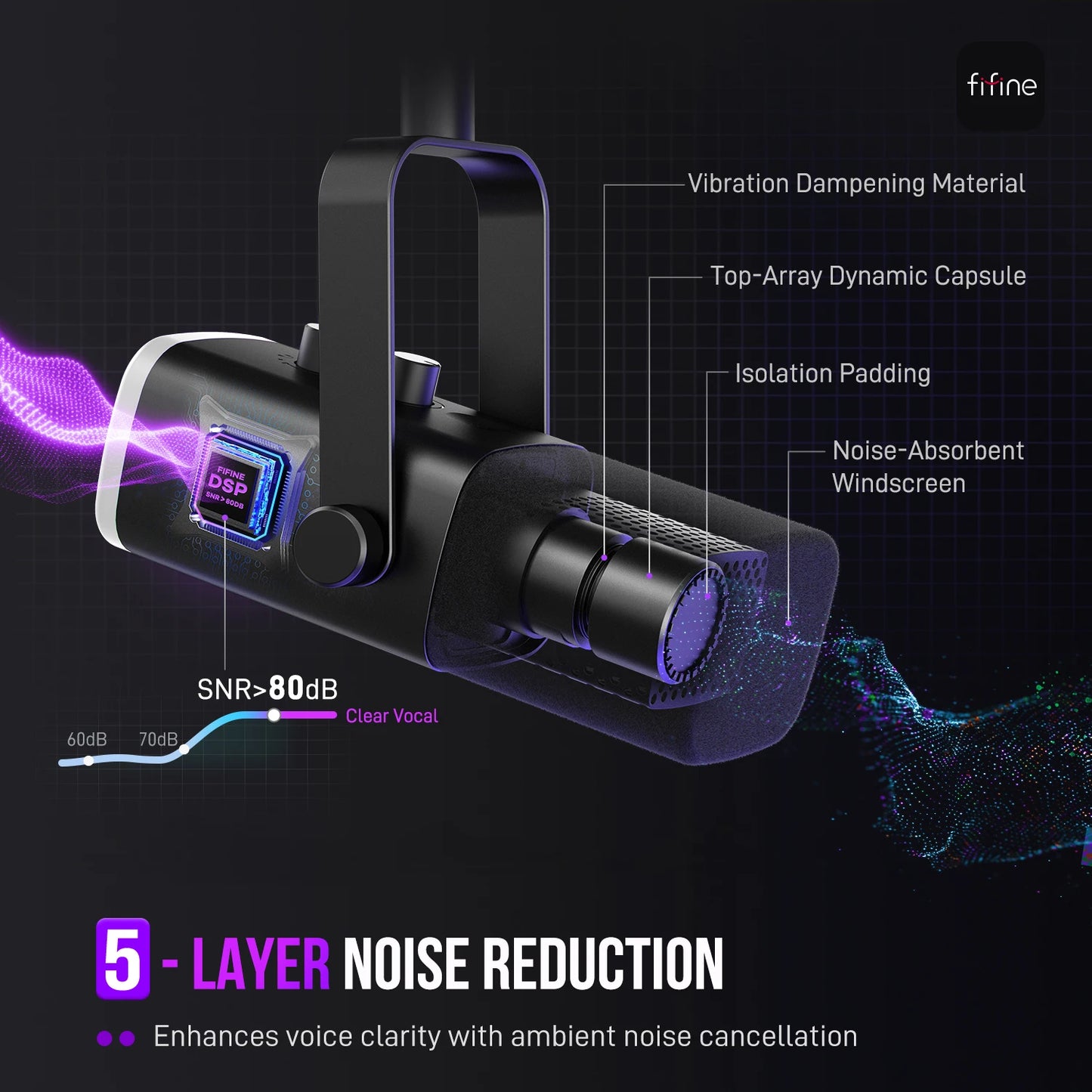Arcwave Mic black USB XLR studio microphone with 5-layer noise reduction and vibration dampening by HighPeak