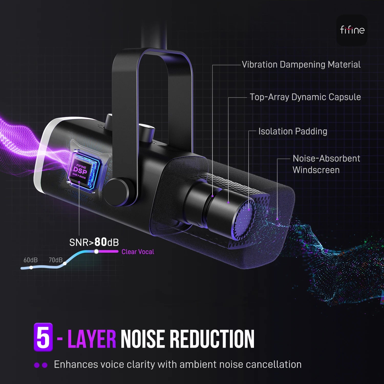 Arcwave Mic black USB XLR studio microphone with 5-layer noise reduction and vibration dampening by HighPeak