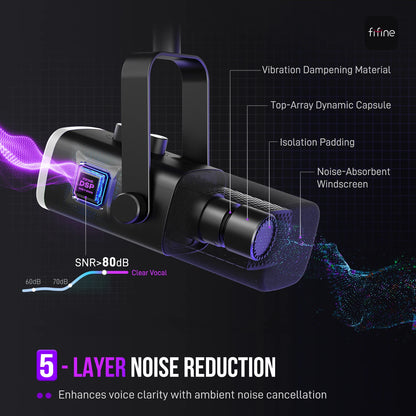 Arcwave Mic black USB XLR studio microphone with 5-layer noise reduction and vibration dampening by HighPeak
