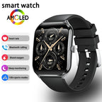 CoreOne Smart Watch by HighPeak in black with 1.96” AMOLED display showing analog-style fitness data and sports features.