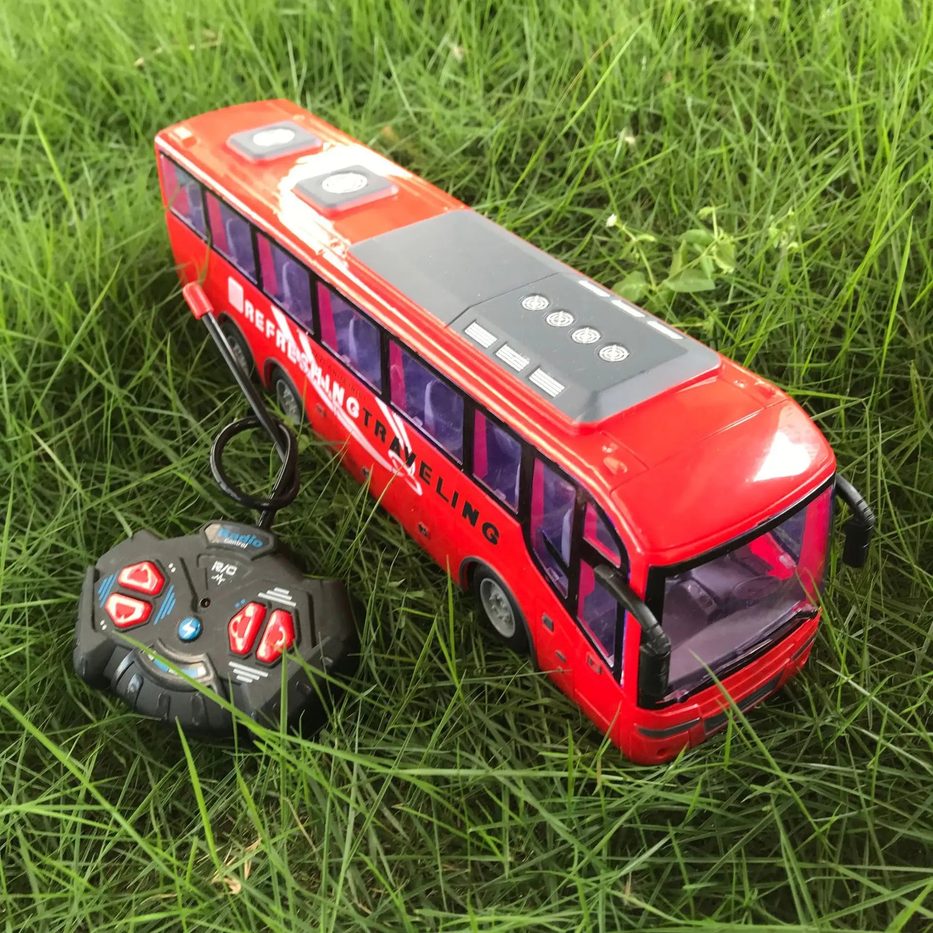 HighPeak RC Electric Bus Toy with Remote Control & LED Lights