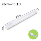 HighPeak Motion Sensor Light 20cm with 13 LEDs, white strip, USB-C rechargeable, perfect for under cabinets or closets.