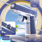 Dual Water Pistols Set in blue with easy-fill tank feature by HighPeak, shooting water streams in outdoor setting