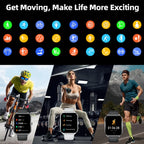 CoreOne Smart Watch by HighPeak showing fitness tracking for cycling, gym workouts, and running in active lifestyle scenes.