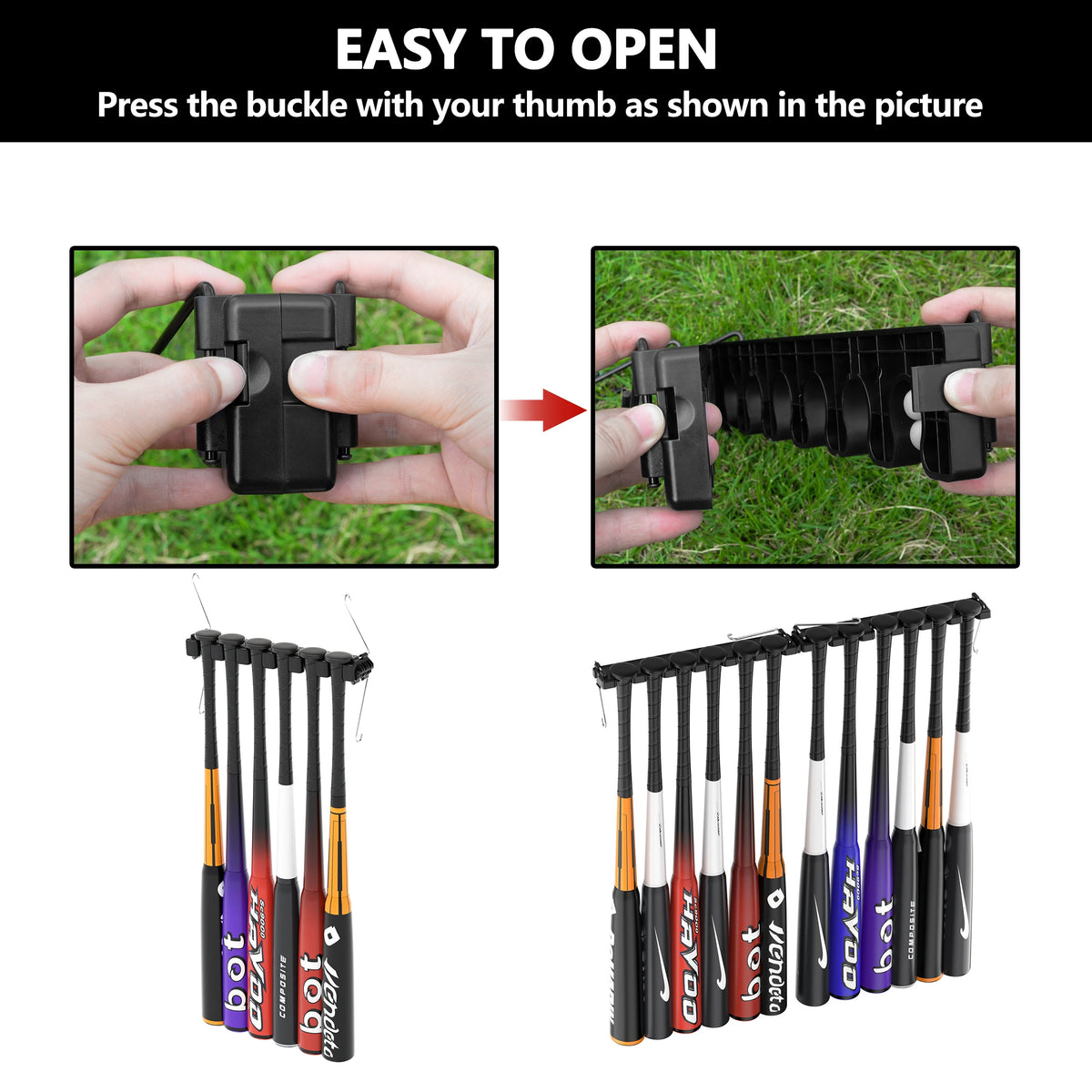 Baseball Bat Rack Box HighPeak Baseball Bat Rack - Foldable 12-Bat Storage Holder