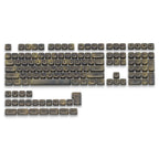 HighPeak Dark Walnut Keycap Set featuring durable PBT dye-sub keycaps with walnut wood texture for Cherry MX keyboards.