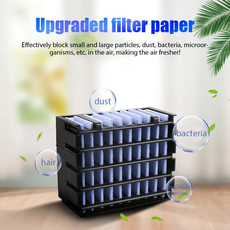 HighPeak Portable AC Unit upgraded filter paper blocking dust, bacteria, and particles for fresher air indoors