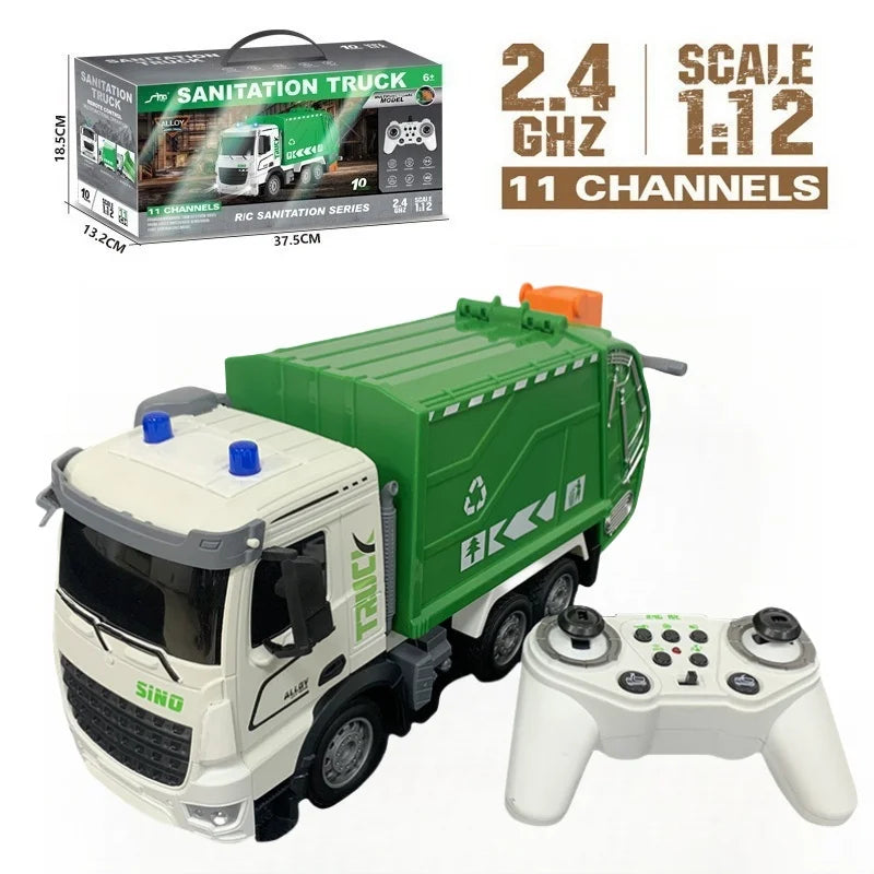 Remote Control Garbage HighPeak Remote Control Garbage Truck – 1:12 Alloy RC Toy for Kids