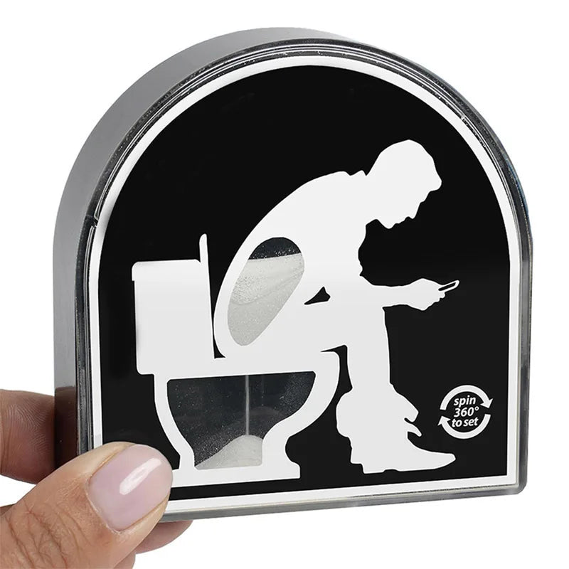 HighPeak Toilet Timer – Funny bathroom gift with 5-minute sand timer and iconic silhouette design held in hand