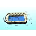 HighPeak Inflatable Sofa Pool in beige and black with built-in seating and dimensions for backyard lounging and swimming.