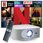 HighPeak Upgrade to A Higher End Projector with remote, streaming apps, and bright projection on screen background