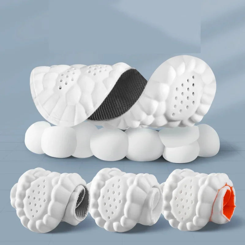 HighPeak AirFlexx 4D Shock-Absorbing Shoe Insoles in white with air cushion technology and massage-point support for comfort.