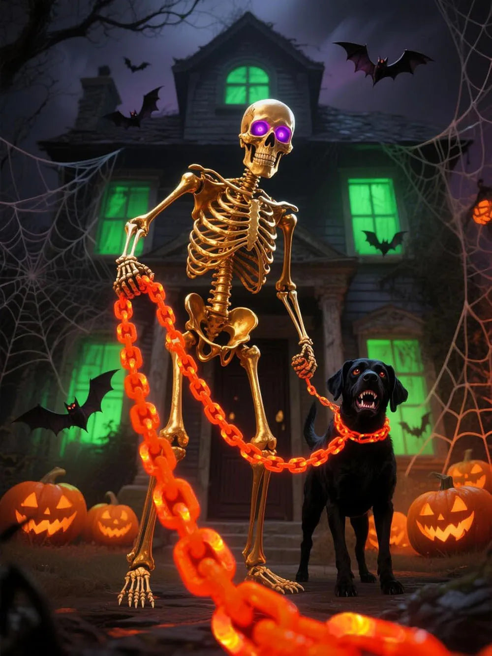 Holween Chain HighPeak Halloween Light Up Chains with 8 Glow Modes for Outdoor Decor