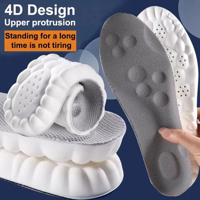 AirFlexx 4D Shock-Absorbing Shoe Insoles with white 4D cushioning and gray massage-point support for all-day comfort