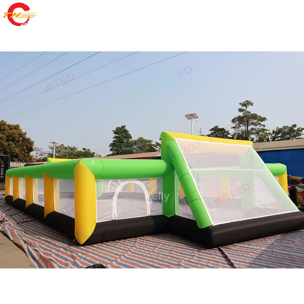 Self Inflating Stadium HighPeak Inflatable Soccer Field – Huge Outdoor Blow-Up Football Arena