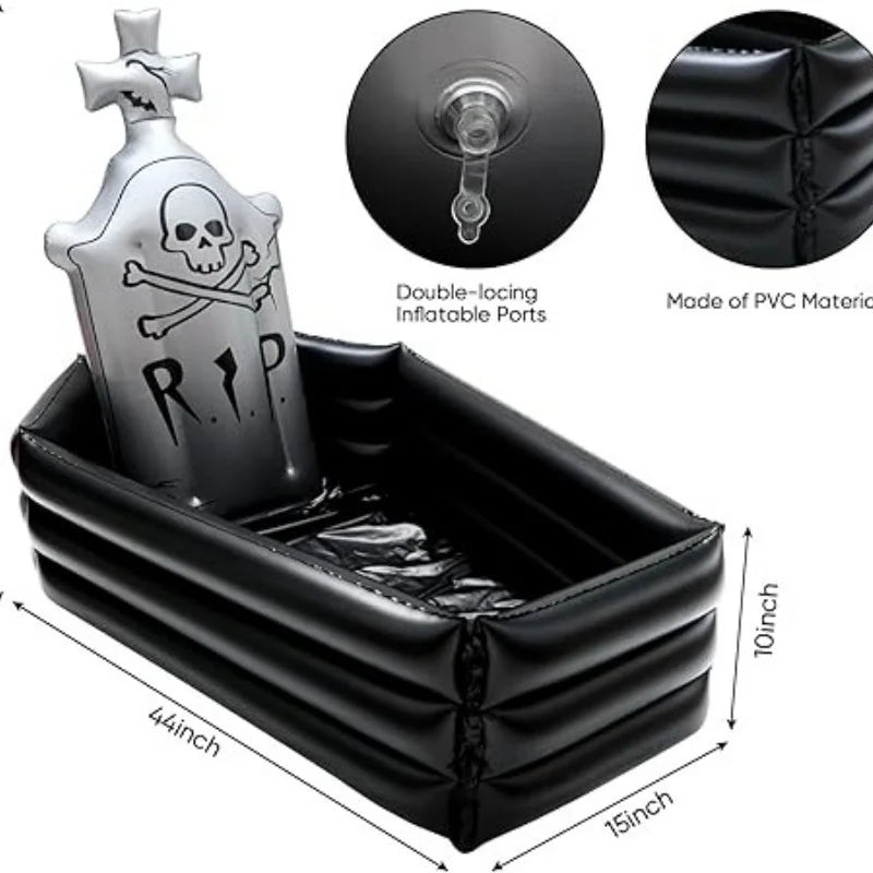 Coffin Inflatable Raft HighPeak Inflatable Coffin Cooler – Halloween Skull Drink Chiller