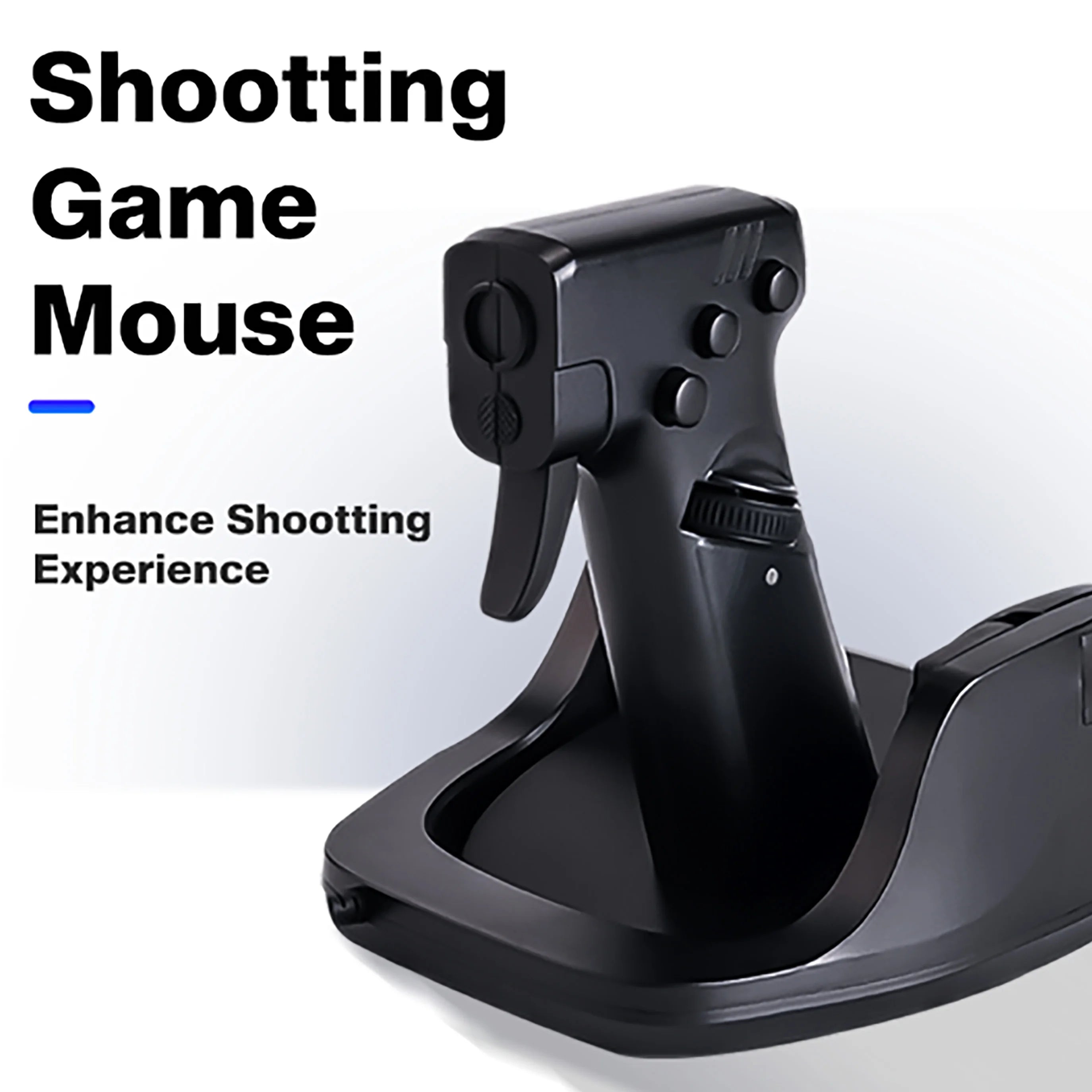 HighPeak RecoilMouse vertical gun-style black gaming mouse with trigger clicks on a white background