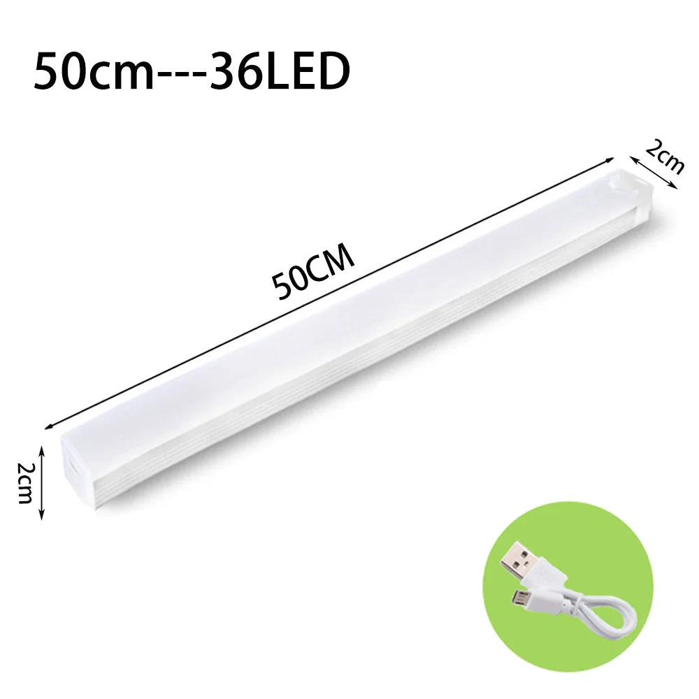 HighPeak Motion Sensor Light 50cm LED strip with USB-C charging cable, slim white design for versatile hands-free lighting.