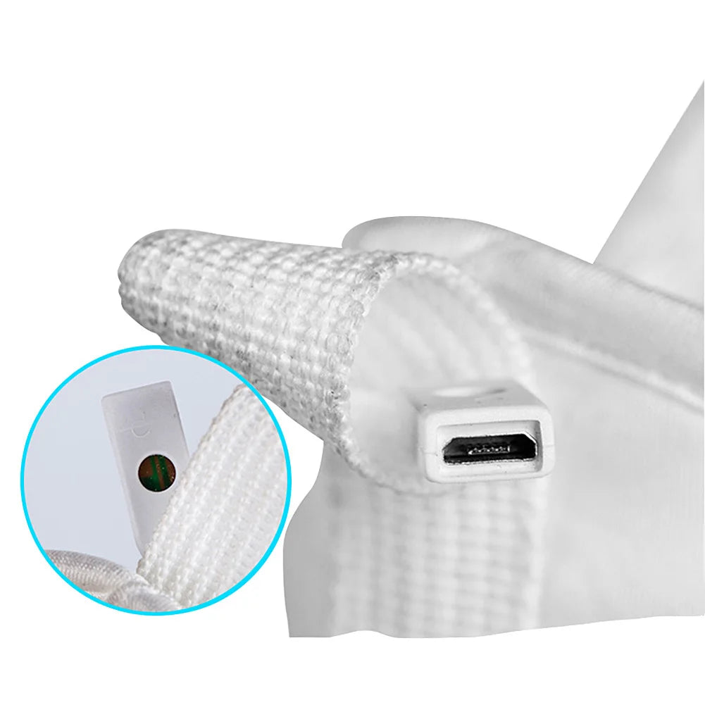 HighPeak Glowstride Sneakers white USB rechargeable fiber optic glow charging port close-up detail