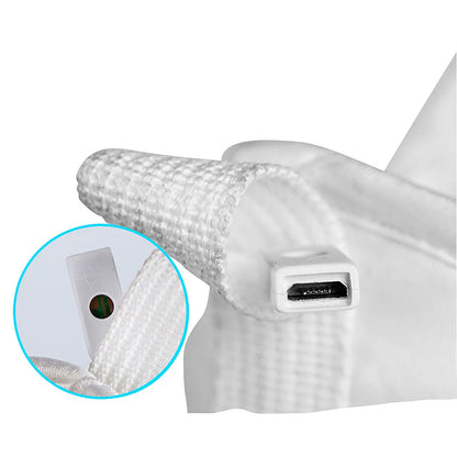 HighPeak Glowstride Sneakers white USB rechargeable fiber optic glow charging port close-up detail