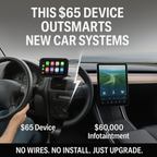HighPeak DriveX wireless CarPlay display mounted on dashboard compared to built-in infotainment system - smart car upgrade