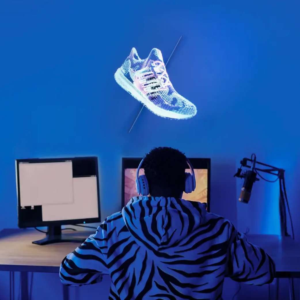 AirAura creating a custom 3D hologram of a shoe.
