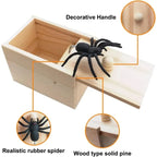 HighPeak Wooden Spider Prank Box in natural pine with realistic rubber spider and sliding lid for spooky surprise gifts