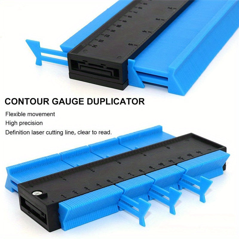 ShapeMaster Contour Gauge in bright blue and black with measurement markings and lock mechanism for precise shape copying