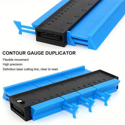 ShapeMaster Contour Gauge in bright blue and black with measurement markings and lock mechanism for precise shape copying