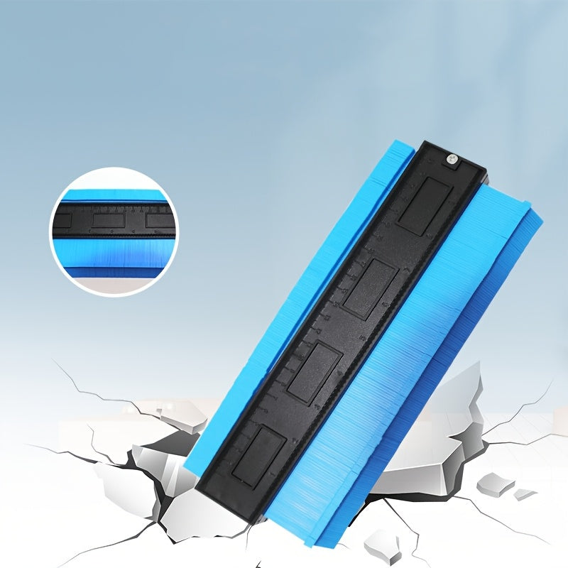 ShapeMaster Contour Gauge with blue and black plastic design showing 10-inch width profile duplicator for precise measurements