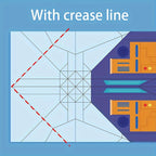 SkyGlide paper airplane diagram showing detailed crease lines and fold patterns on blue and purple pre-printed origami paper
