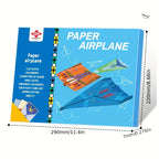 SkyGlide paper airplane kit with blue and orange origami planes on product box - creative DIY flight set
