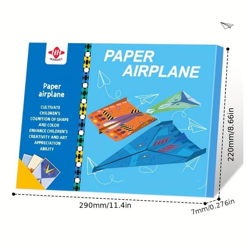 SkyGlide paper airplane kit with blue and orange origami planes on product box - creative DIY flight set