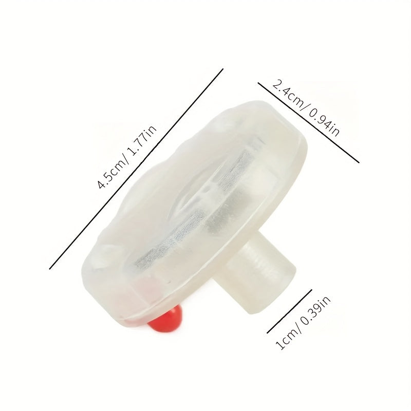 SolarFlare LED wheel light with transparent casing and red accent, showing product dimensions - automotive accessory