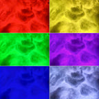 StormFlux LED cloud light shown in 6 vibrant colors - red, yellow, green, purple, blue and white - displaying ethereal storm effects