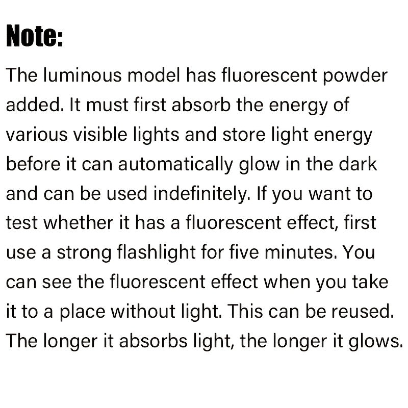 TireValve™ glow-in-dark tire caps usage instructions showing light absorption and fluorescent effect details for night illumination