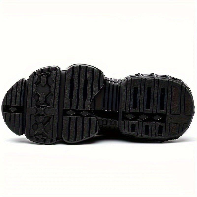 TitanStep Shoes black rubber sole with deep treads and geometric pattern design - industrial-grade protective footwear