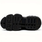 TitanStep Shoes black rubber sole with deep treads and geometric pattern design - industrial-grade protective footwear