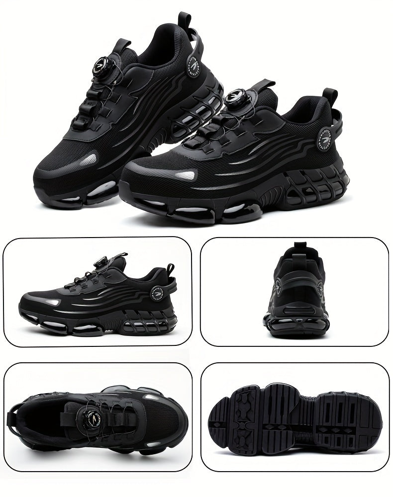TitanStep Shoes in all-black with dial-fit system, wave-pattern design and rugged sole - industrial safety footwear style