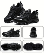 TitanStep Shoes in all-black with dial-fit system, wave-pattern design and rugged sole - industrial safety footwear style